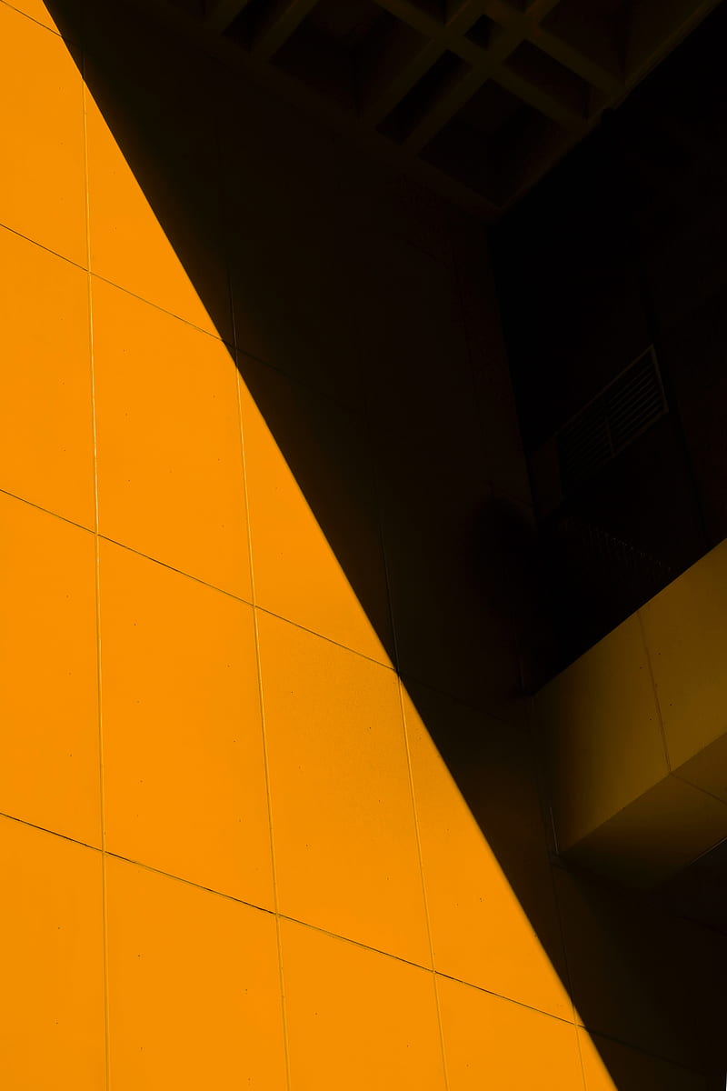wall, yellow, shadow, surface, HD phone wallpaper