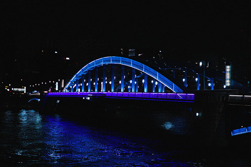 bridge, backlight, night, dark, architecture, HD wallpaper
