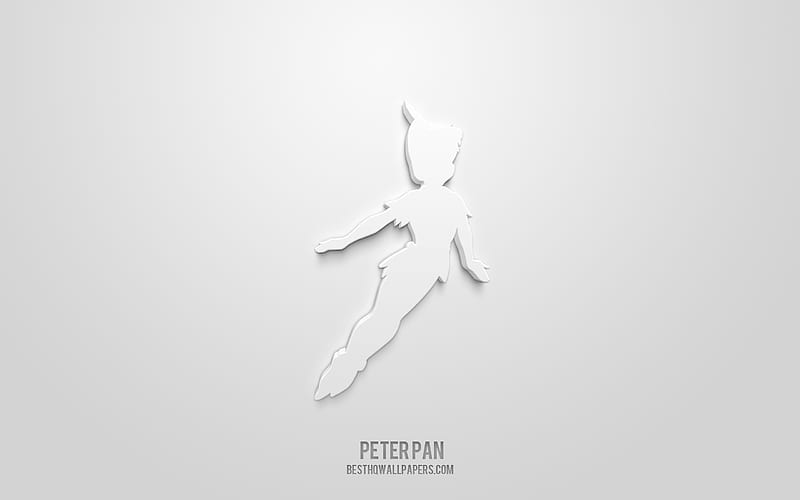 Peter Pan 3d icon, white background, 3d symbols, Peter Pan, Movies icons, 3d icons, Peter Pan sign, Movies 3d icons, HD wallpaper