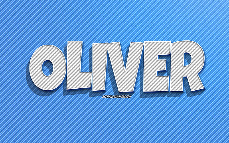 Oliver, blue lines background, with names, Oliver name, male names, Oliver greeting card, line art, with Oliver name, HD wallpaper