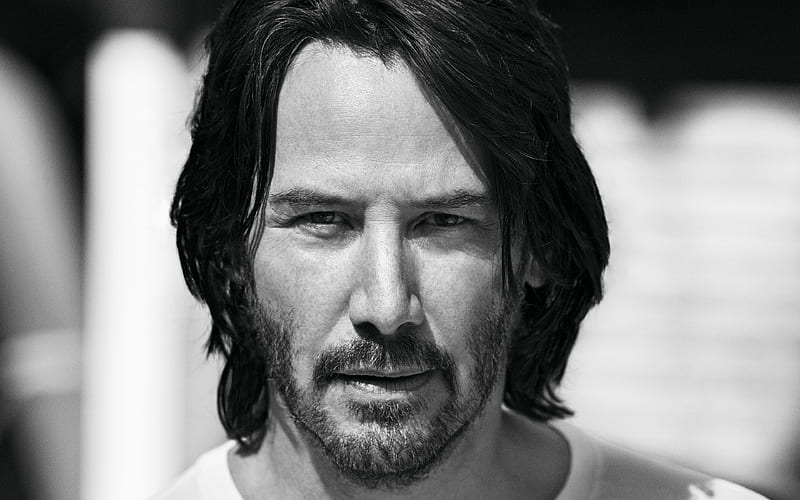 Keanu Reeves American actor, monochrome portrait, person, shoot, HD wallpaper
