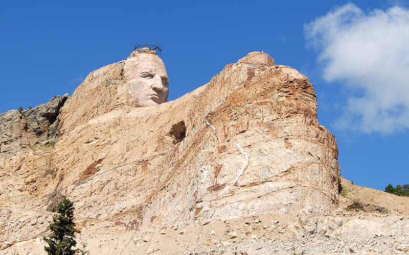 Crazy Horse, mountain, art, warriors, monuments, native american, sculpture, HD wallpaper
