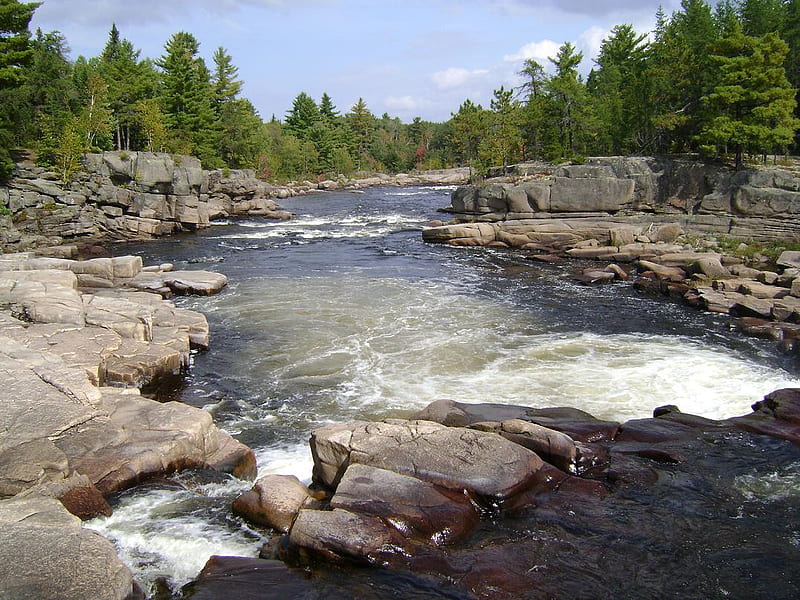 Escape moment, river, rock, trees, big, HD wallpaper | Peakpx