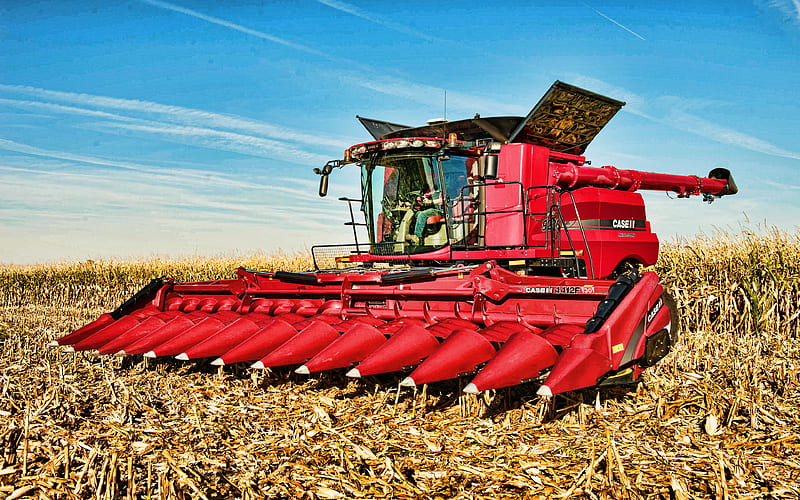 Case IH Axial-Flow 9230 corn harvesting, 2014 combines, combine, red combine, combine-harvester, agricultural machinery, Case, HD wallpaper