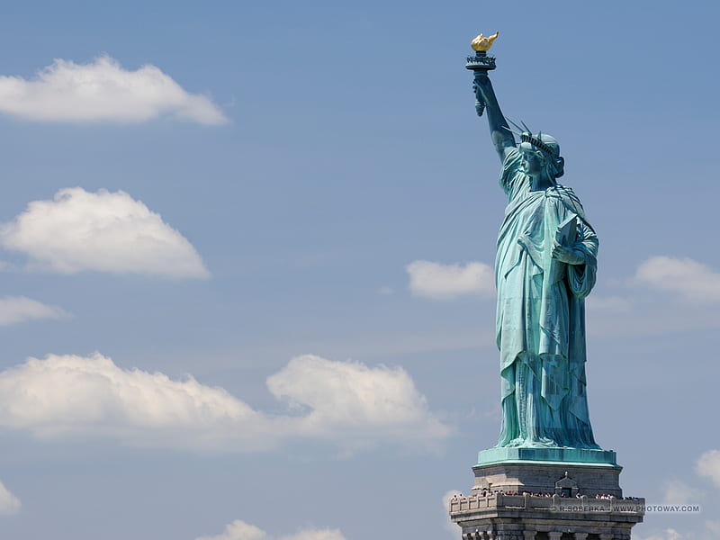 Statue of Liberty, liberty, new york, stone, statue, patriotic, new york city, sky, lady, HD wallpaper