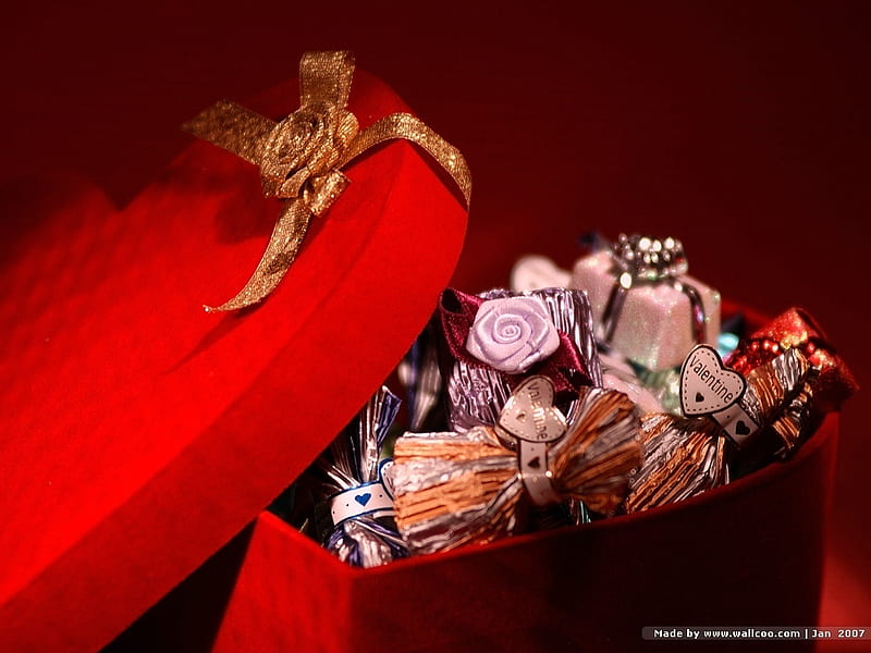 Chocolate Box, valentines day, sweets, chocolate, love, heart, gifts, HD wallpaper