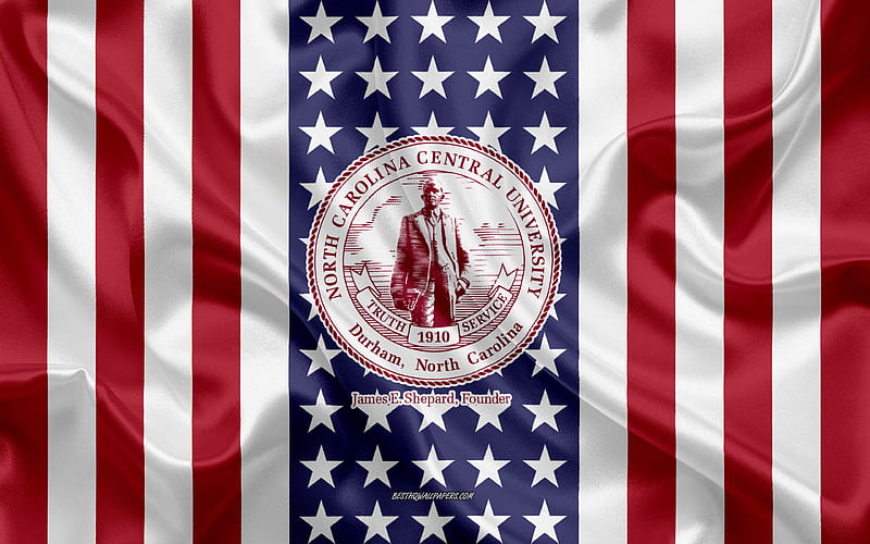 North Carolina Central University Emblem, American Flag, North Carolina Central University logo, Durham, North Carolina, USA, East Carolina University, HD wallpaper