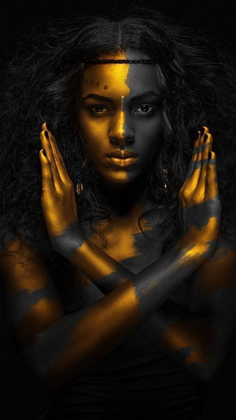 Cleopatra, art, black, statue, woman, HD phone wallpaper
