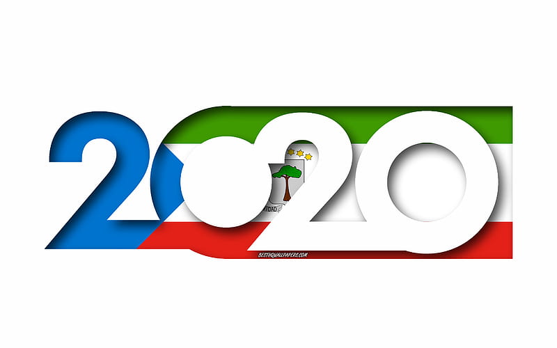 Equatorial Guinea 2020, Flag of Equatorial Guinea, white background, Equatorial Guinea, 3d art, 2020 concepts, Equatorial Guinea flag, 2020 New Year, 2020 Equatorial Guinea flag, HD wallpaper