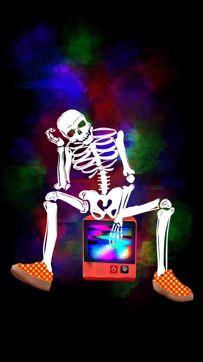 skelet glitch, skeleton, art, best, black, blue, bone, bonehead, bones, cloud, color, colors, cool, dark, dead, drawing, dude, edit, esqueleto, face, funny, green light, lightning, liquid, man, mask, neon, pink, purple, scary, shine, skull, smoke, star, tv, white, HD phone wallpaper