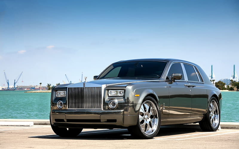 Rolls Royse Phantom, 2016, luxury cars, gray Phantom, Hrome Wheels, HD wallpaper