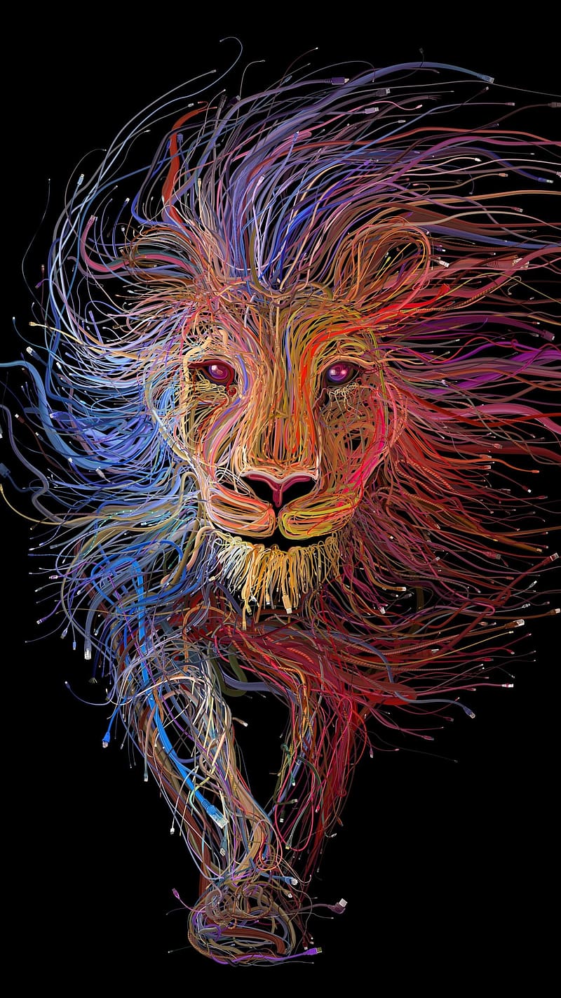 Tiger Lion, Paint Work, lion paint work, art work, king of the jungle, cat family, HD phone wallpaper