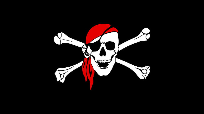 Pirate Flag Skull, pirate, flag, logo, skull, black, HD wallpaper