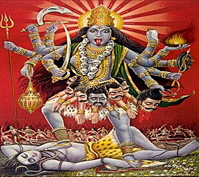 Kali~, death, goddess, deity, kali, fertility, dark mother, HD wallpaper