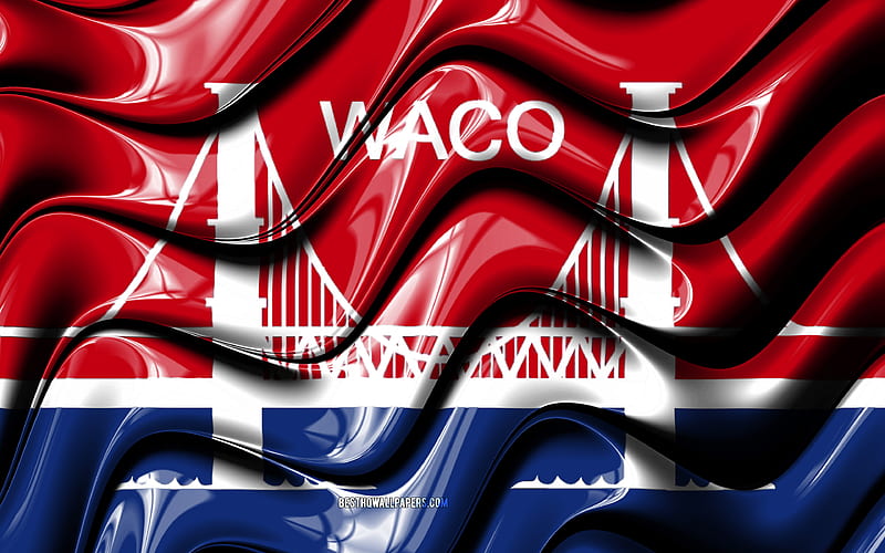 Waco flag United States cities, Texas, 3D art, Flag of Waco, USA, City of Waco, american cities, Waco 3D flag, US cities, Waco, HD wallpaper