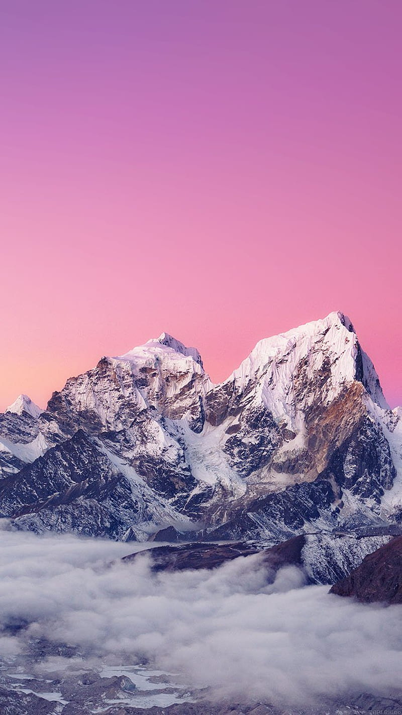 Himalaya, glacier, landscape, mountain, purple, sunset, HD phone wallpaper