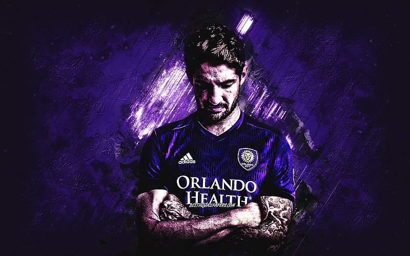 Alexandre Pato, Orlando City SC, Brazilian soccer player, MLS, purple stone background, soccer, USA, HD wallpaper