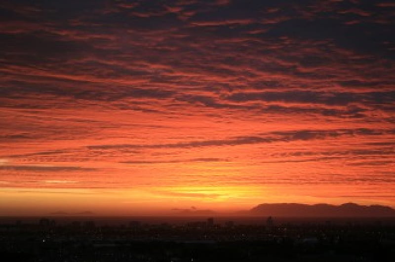Sunset over False Bay, Twilight, Vibrant, Clouds, Sunset, HD wallpaper