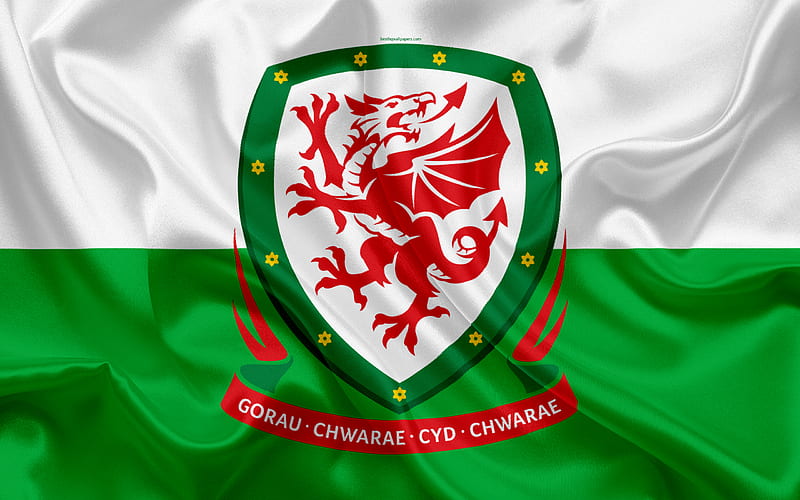 Wales national football team, emblem, logo, football federation, flag, Europe, flag of Wales, football, World Cup, HD wallpaper