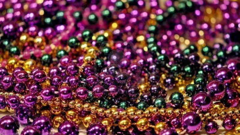 Closeup View Of Colorful Decorated Beads Mardi Gras, HD wallpaper