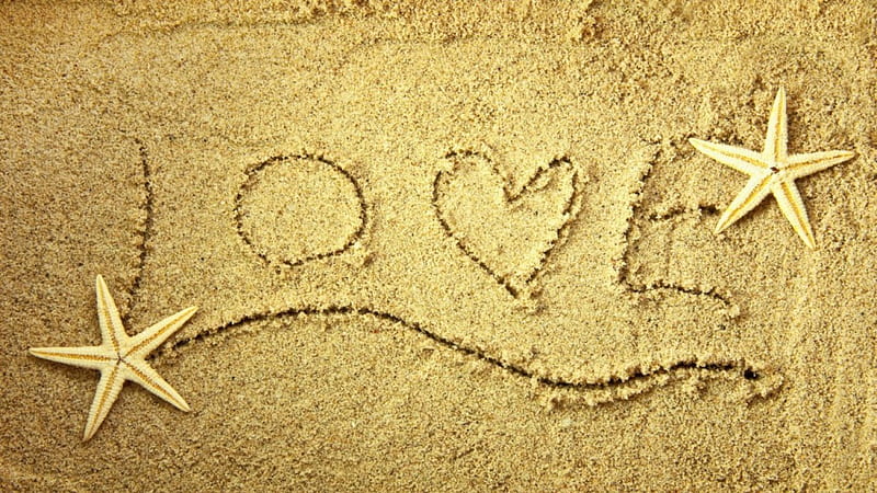 ღ AMOR ღ, on, sand, love, the, word, HD wallpaper