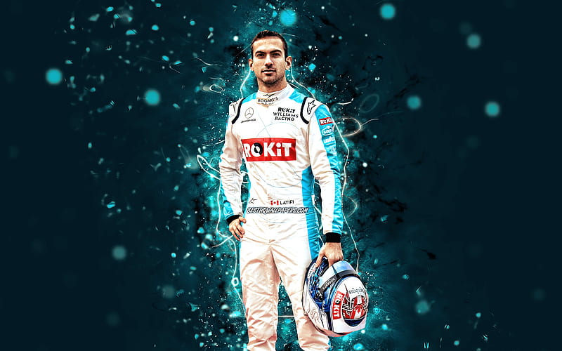 Nicholas Latifi, 2020 Williams Racing, canadian racing drivers, Formula 1, blue neon lights, F1 2020, HD wallpaper