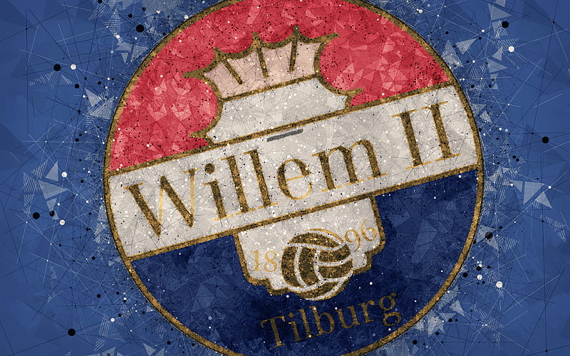 Willem II FC logo, geometric art, Dutch football club, blue background, Eredivisie, Tilburg, Netherlands, creative art, football, HD wallpaper