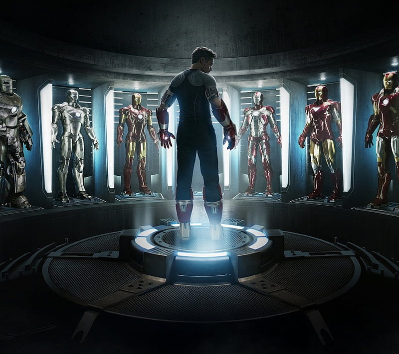 Stark Garage, armor, avengers, iron man, marvel, HD wallpaper