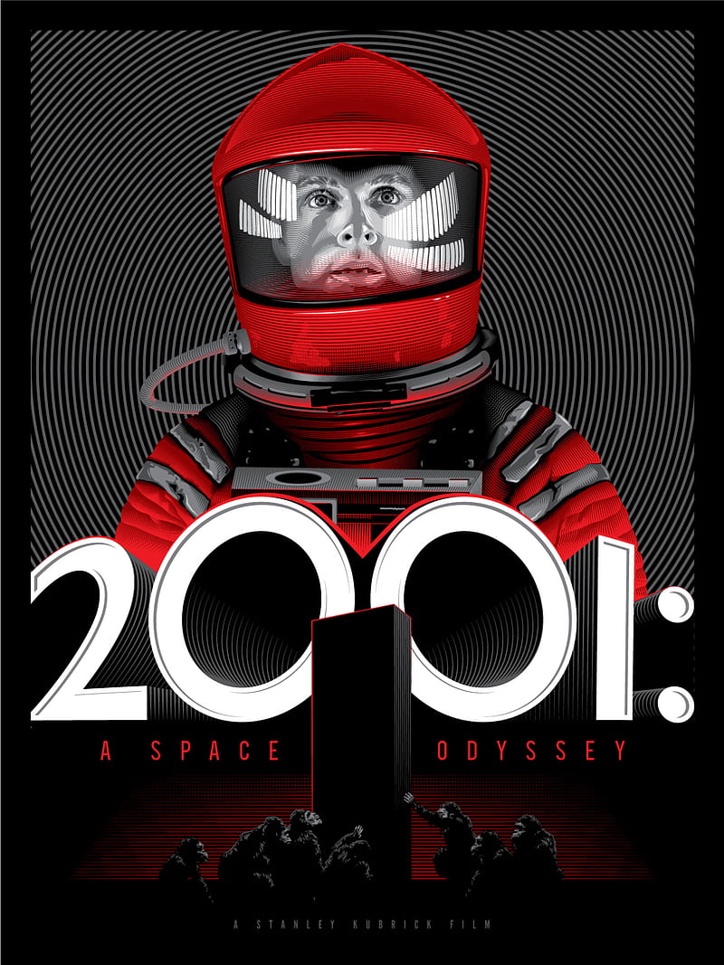 movies, movie poster, portrait display, fan art, 2001: A Space Odyssey, men, Stanley Kubrick, astronaut, circle, spacesuit, prehistoric, helmet, 1968 (Year), HD phone wallpaper