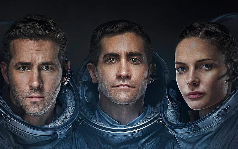 Life (2017), Jake Gyllenhaal, movie, life, man, woman, actress, trio, Ryan Reynolds, Rebecca Ferguson, actor, blue, HD wallpaper