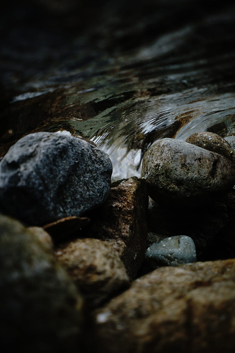 rocks, stream, flow, water, close-up, Nature, HD phone wallpaper