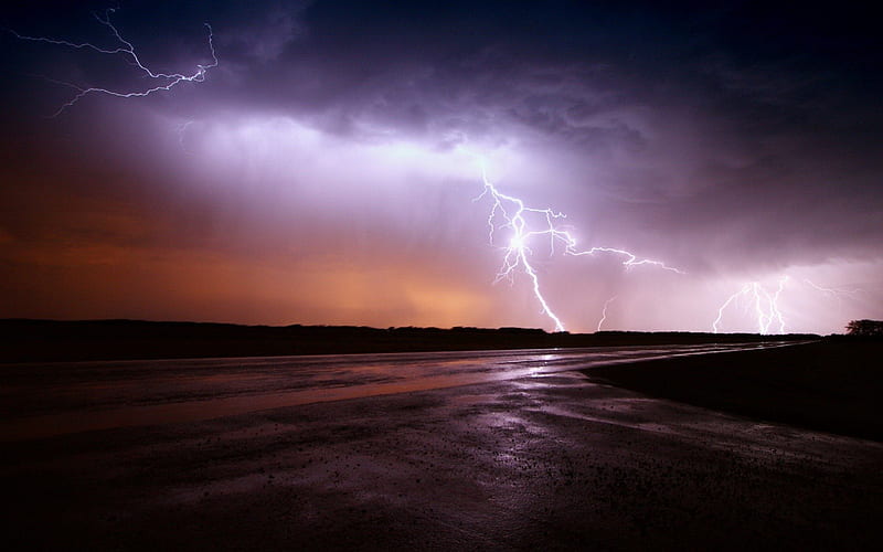 Awesome Lightning in Dark Sky, nature, sky, lightning, stormy weather, HD wallpaper