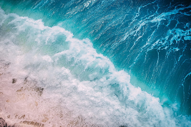 ocean, foam, coast, beach, waves, top view, Nature, HD wallpaper
