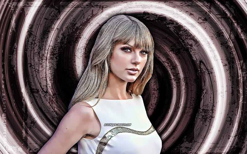 Taylor Swift, brown grunge background, american singer, music stars, vortex, Taylor Alison Swift, creative, Taylor Swift, HD wallpaper