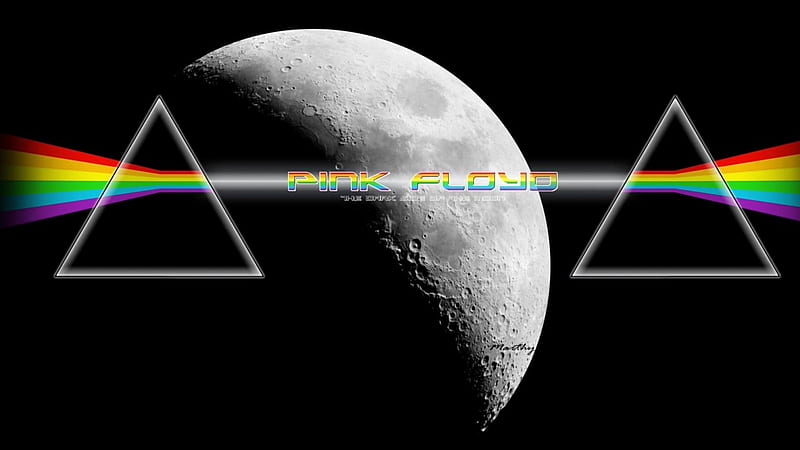 PINK FLOYD Dark Side Of The Moon, celebrity, music, black, rainbow, marthy, moon, dark, seventies, hop, pink, HD wallpaper