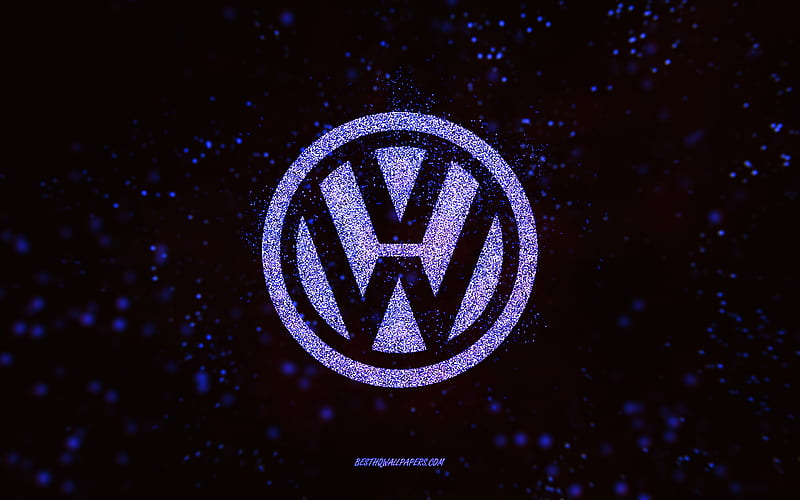 Volkswagen glitter logo, , black background, Volkswagen logo, purple glitter art, Volkswagen, creative art, Volkswagen purple glitter logo, HD wallpaper