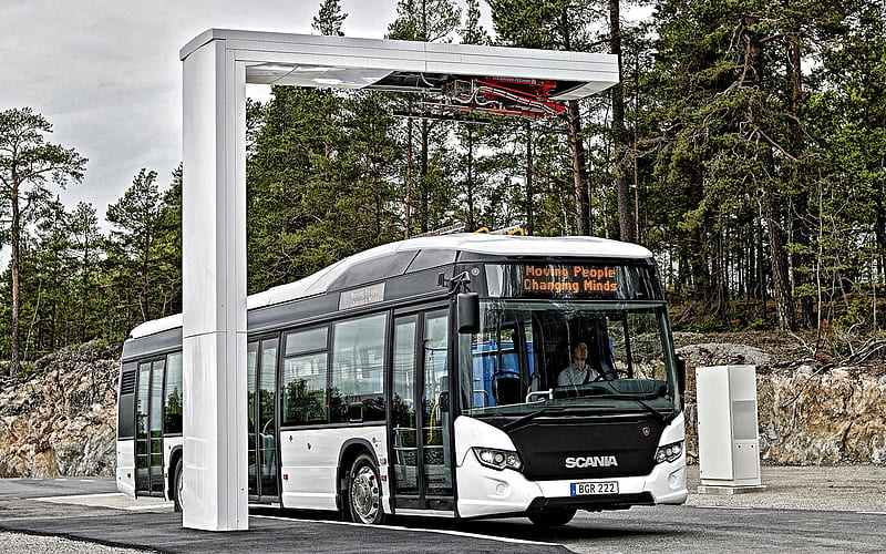 Scania Citywide LF, low-floor city bus, Scania N-series, electric bus, electric bus charging, Scania, HD wallpaper