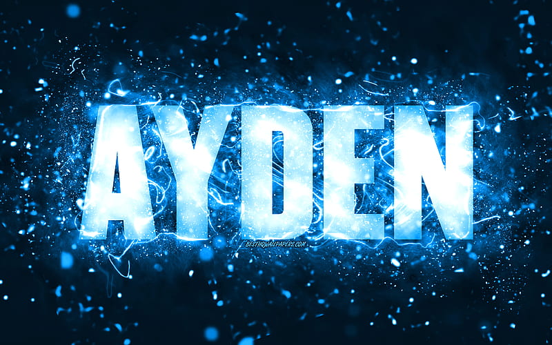 Happy Birtay Ayden blue neon lights, Ayden name, creative, Ayden Happy Birtay, Ayden Birtay, popular american male names, with Ayden name, Ayden, HD wallpaper