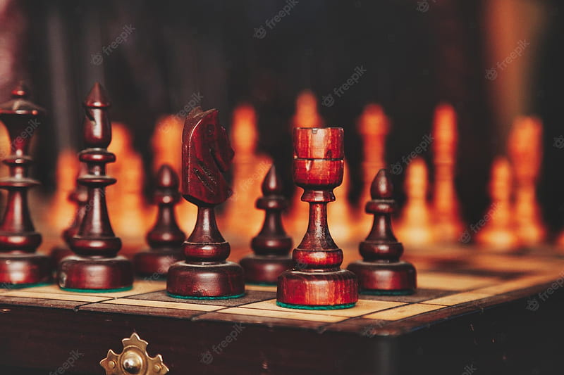 Premium AI Image  Closeup Wallpaper chess pieces on a board