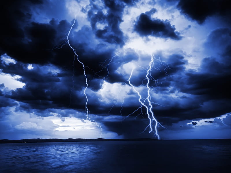 COASTAL STORM, coastal, storm, blue, eletrical, HD wallpaper