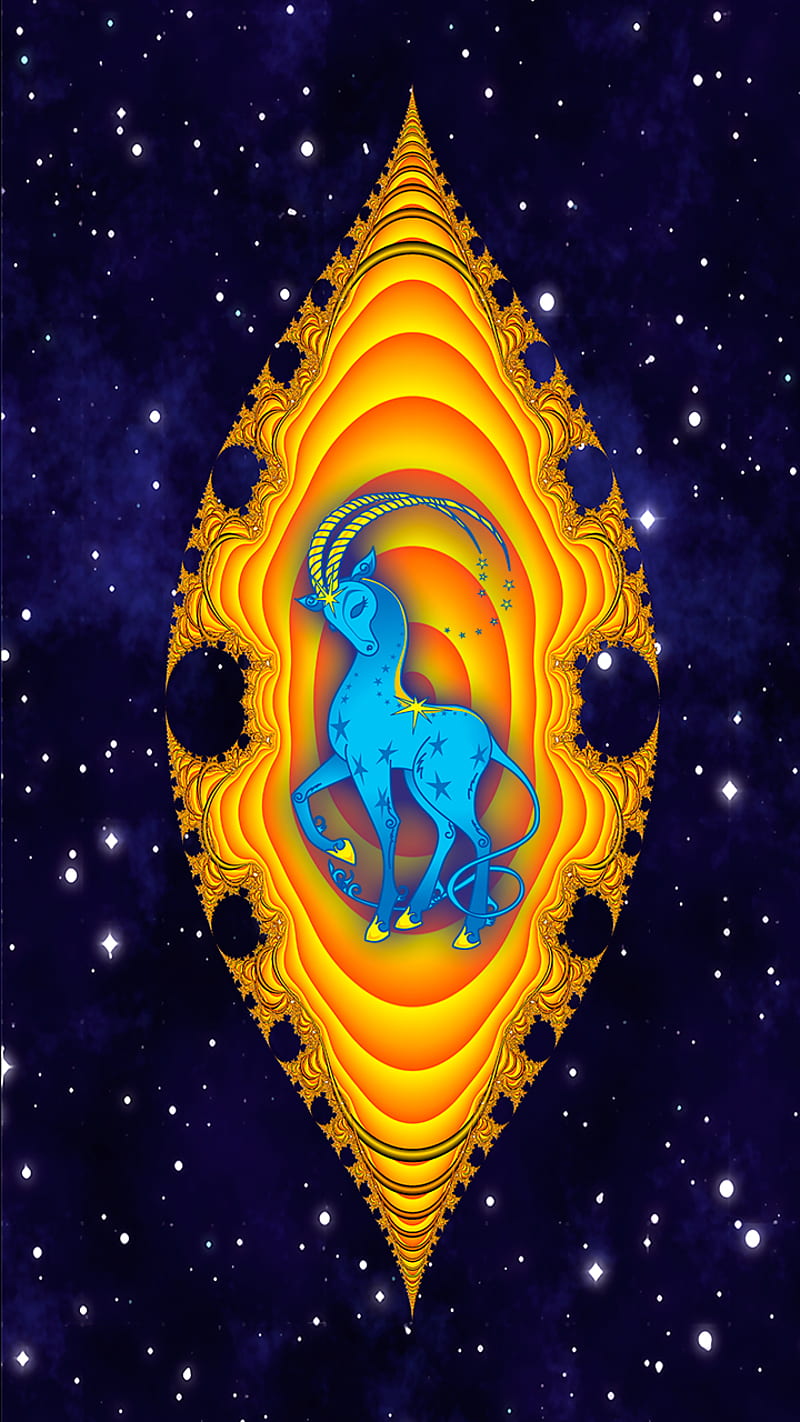 zodiac Capricorn, capricorn, goat, happy birtay, logo, space, symbol, zodiac, HD phone wallpaper
