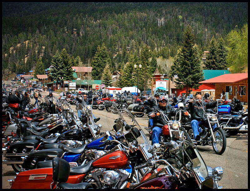 Ride into Red River, NM, rally, harley, ride, motorcycle, HD wallpaper
