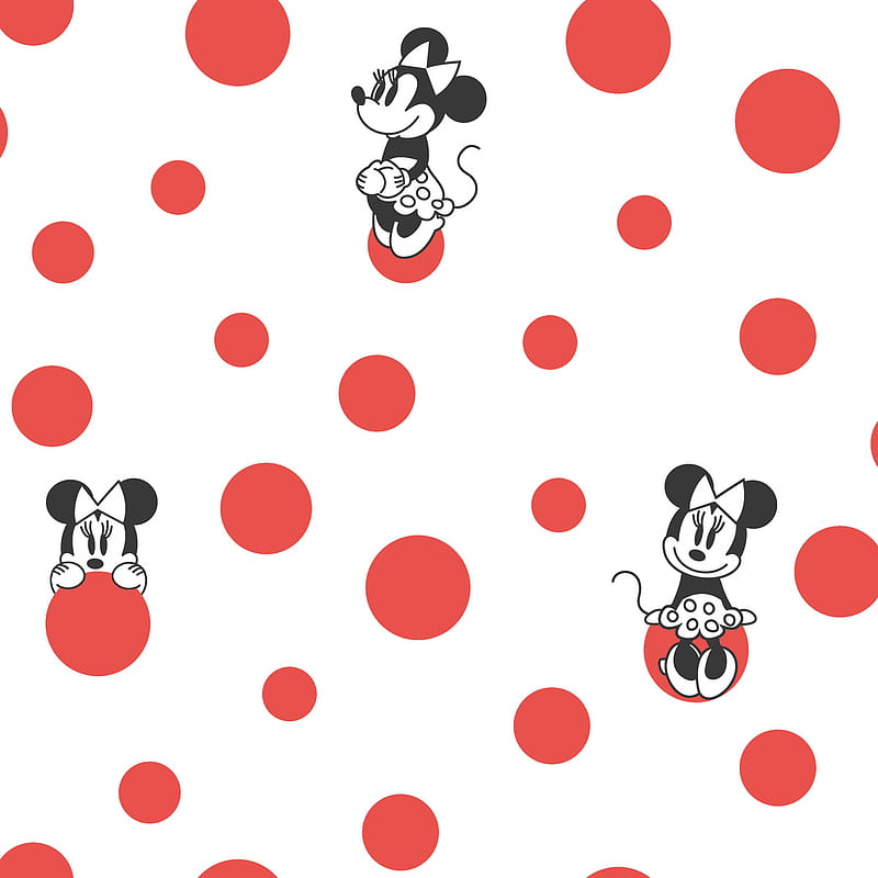 York Wallcoverings DI1029 Disney Minnie Mouse Dots Red - The Savvy Decorator, HD phone wallpaper