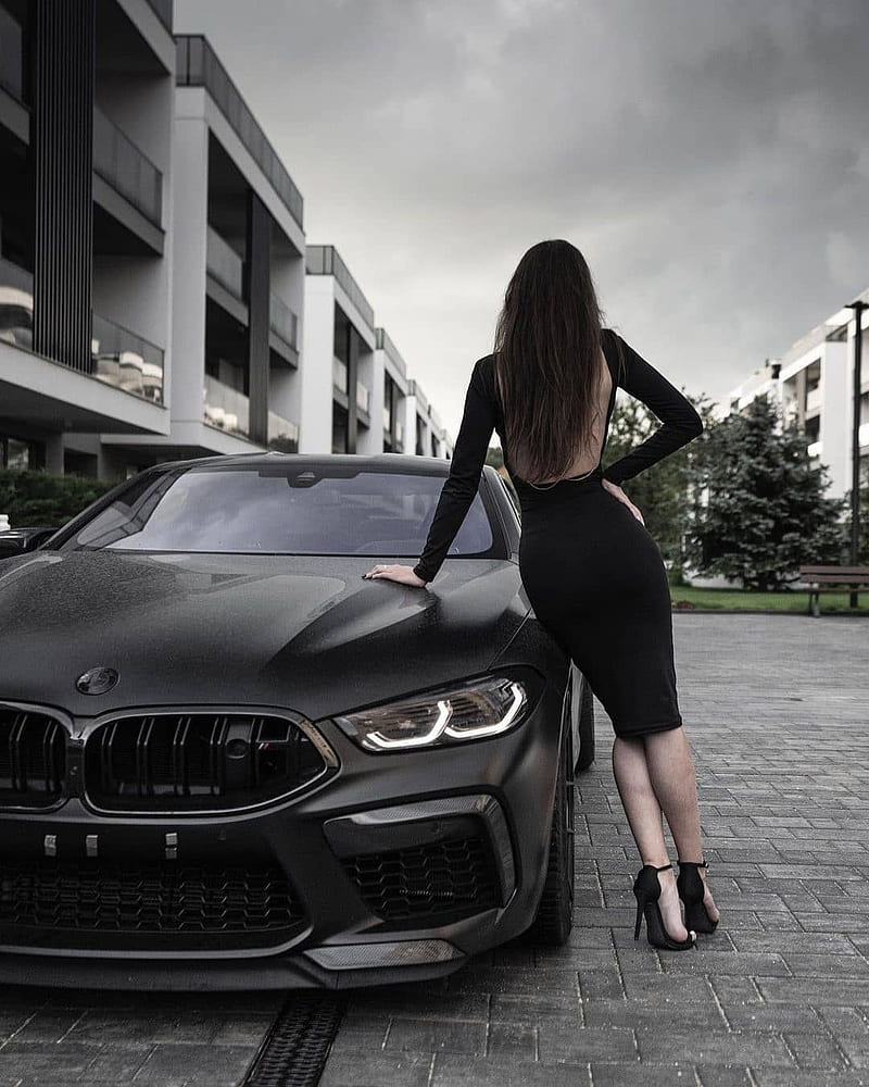 BMW Girl, automotive lighting, sky, m power, bmw m8, HD phone wallpaper