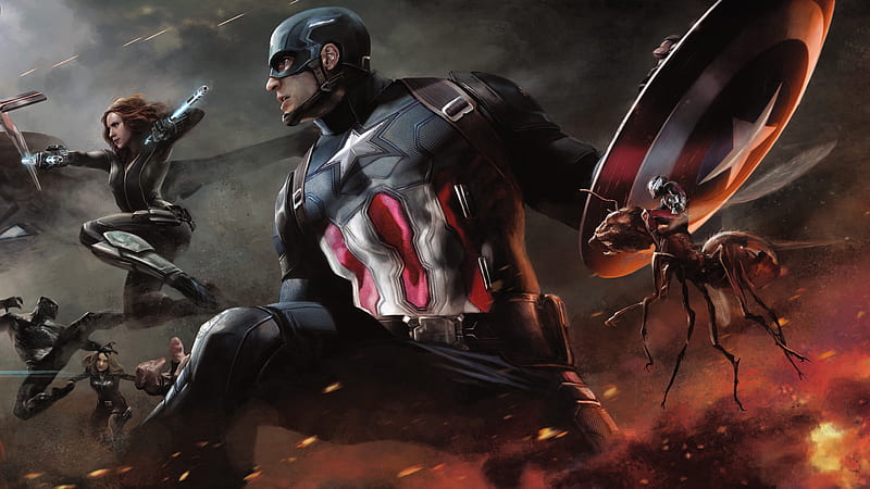 Captain America Black Widow Ant Man Artwork, captain-america, black-widow, ant-man, artwork, digital-art, superheroes, HD wallpaper
