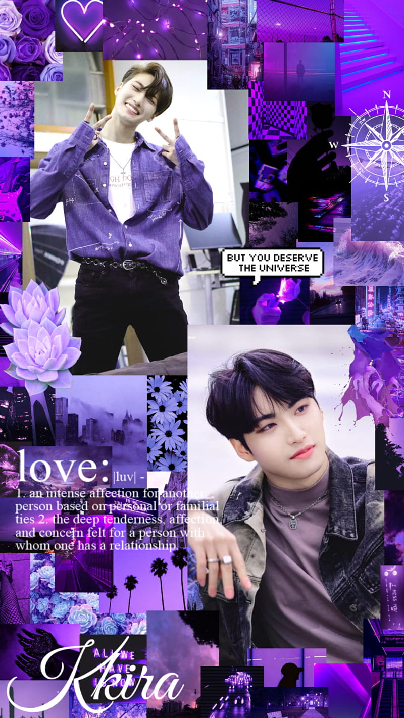 Seonghwa, aesthetic, ateez, boyfriend, dark, kpop, purple, HD phone wallpaper