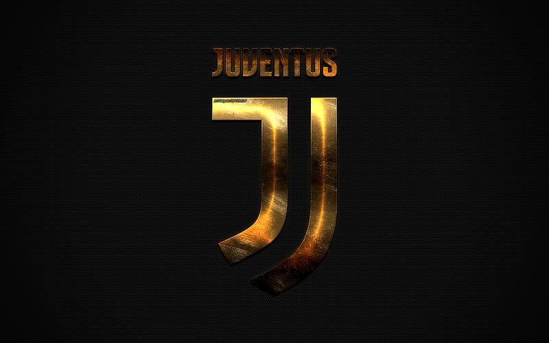 Juventus FC, golden new logo, new emblem Juventus, Italian football club, Italian champion, Serie A, Italy, football, mesh texture, black metal mesh, Juve, HD wallpaper