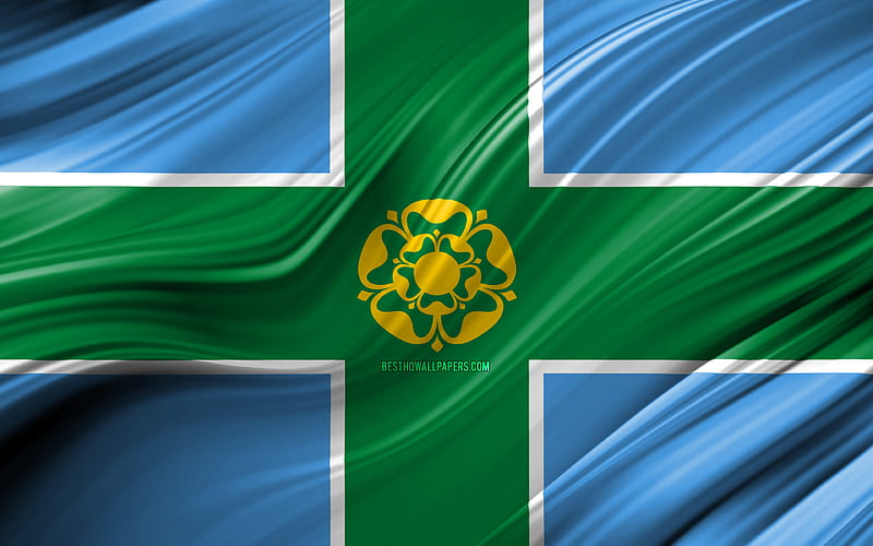 Derbyshire flag, english counties, 3D waves, Flag of Derbyshire, Counties of England, Derbyshire County, administrative districts, Europe, England, Derbyshire, HD wallpaper