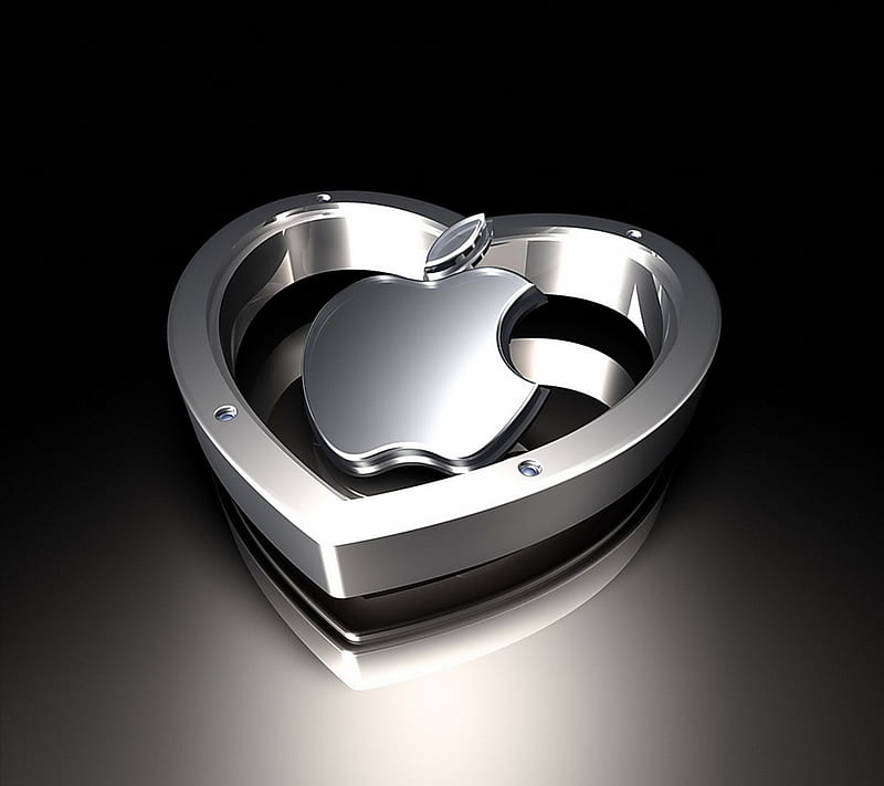 Apple Heart, apple, heart, logo, metal, HD wallpaper