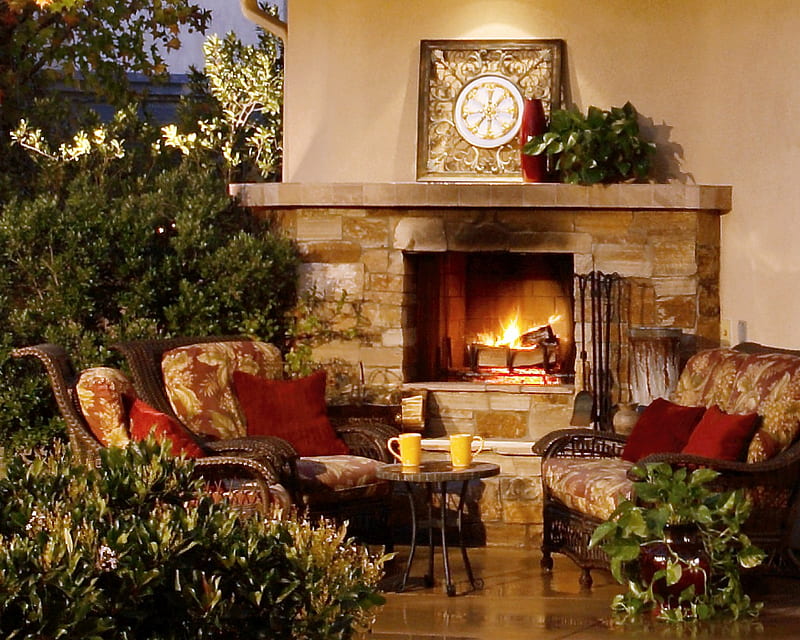 fireplace, cozy, warm, living room, HD wallpaper